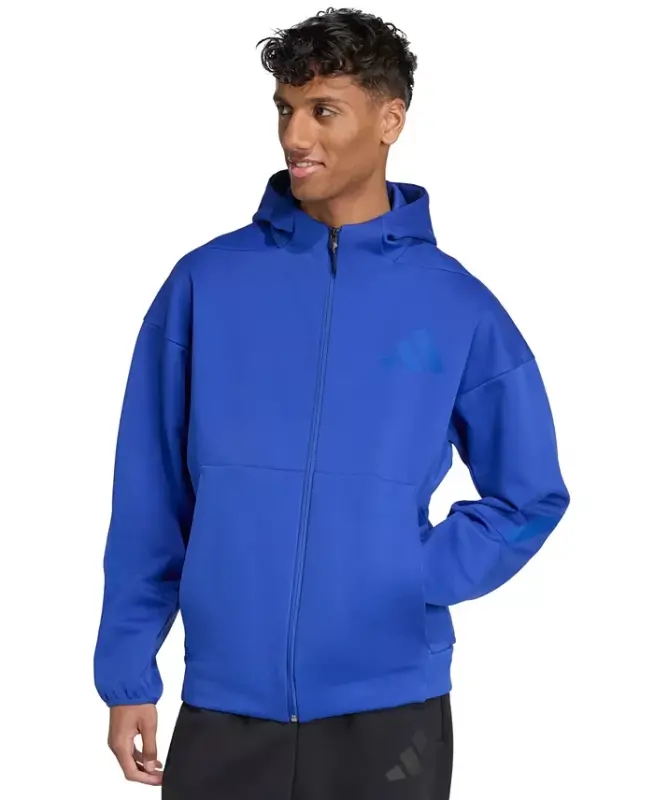 Men's Z.N.E. Classic-Fit Long-Sleeve Zip-Front Logo Hoodie - Lucid blue - ADIDAS