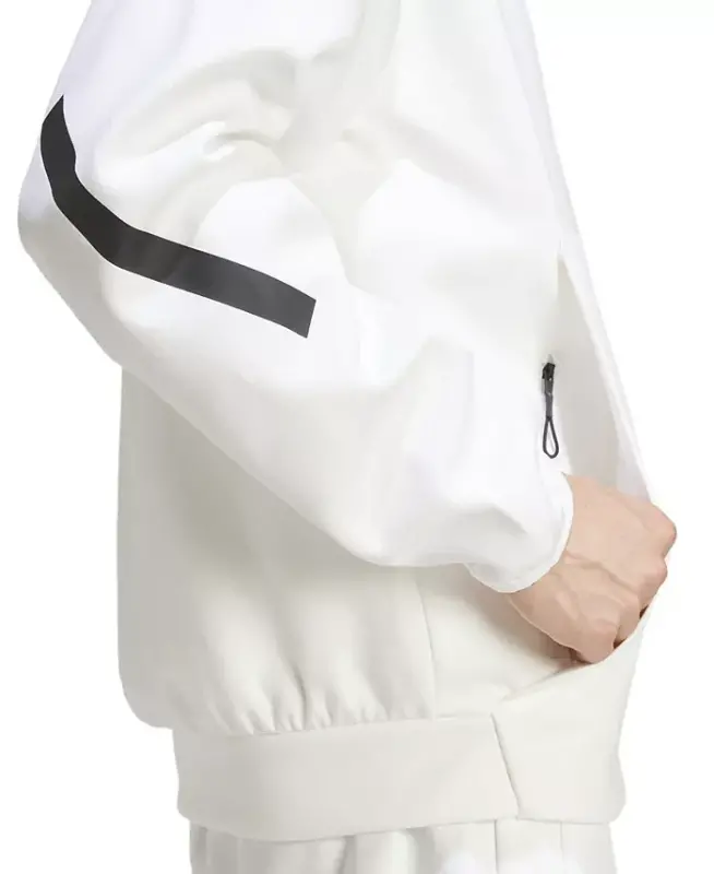 Men's Z.N.E. Classic Fit Uzun qisma fermuarli logotipli oq hoodie - 2