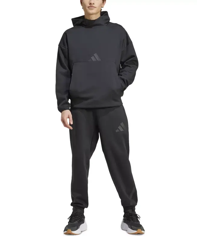 Men's Z.N.E. Elastic Drawstring Logo Track Pants-Black - 4
