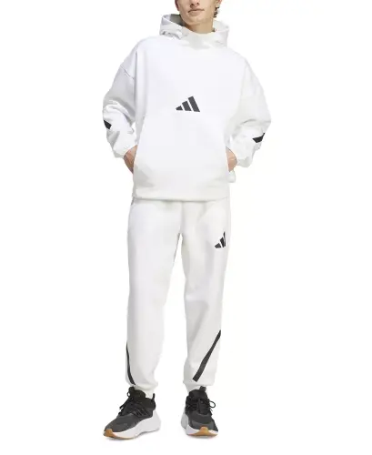 Men's Z.N.E. Elastic Drawstring Logo Track Pants-White - 3