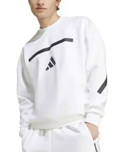 Men's Z.N.E. Relaxed Fit Long Sleeve Crewneck Sweatshirt-White 