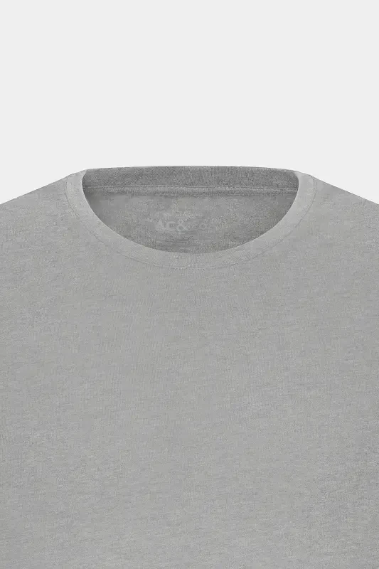 Men's/unisex Gray Melange Cotton Slim Fit Narrow Cut Crew Neck Basic T-shirt-Gray Melange - 12