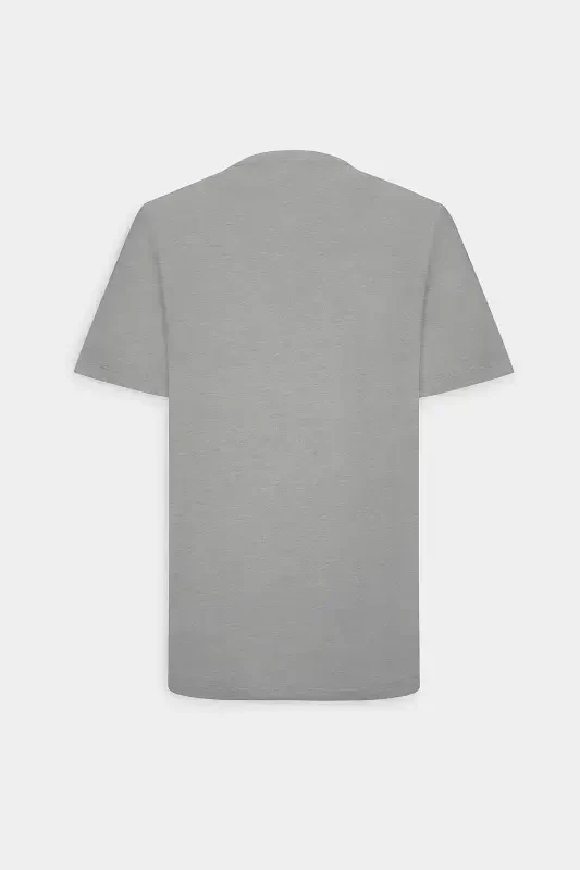 Men's/unisex Gray Melange Cotton Slim Fit Narrow Cut Crew Neck Basic T-shirt-Gray Melange - 14