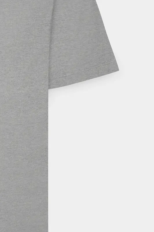 Men's/unisex Gray Melange Cotton Slim Fit Narrow Cut Crew Neck Basic T-shirt-Gray Melange - 17