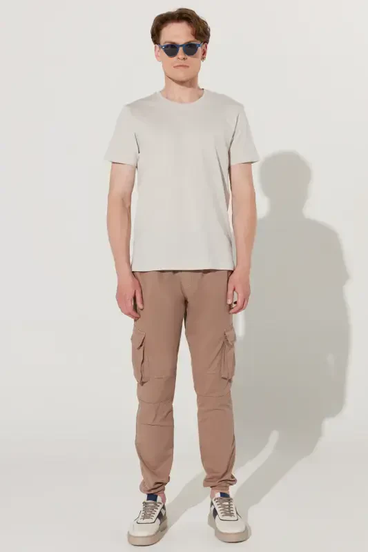 Men's/unisex Gray Slim Fit Narrow Cut 100% Cotton Crew Neck Basic T-Shirt-Gray - 8