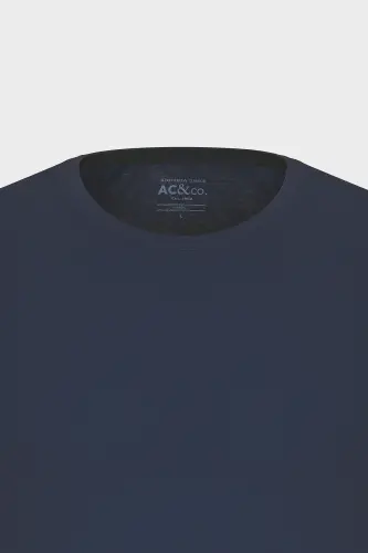Men's/unisex Navy Blue 100% Cotton Slim Fit Crew Neck Basic T-Shirt-Navy Blue - 16