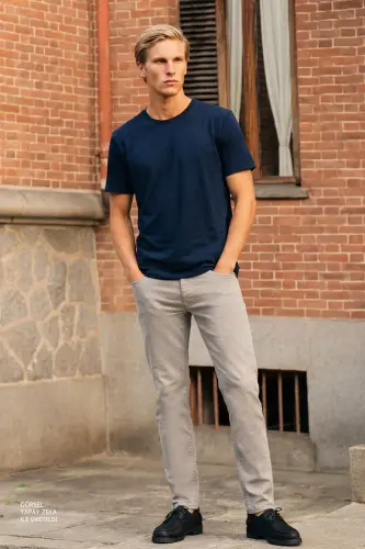 Men's/unisex Navy Blue 100% Cotton Slim Fit Crew Neck Basic T-Shirt-Navy Blue - 8
