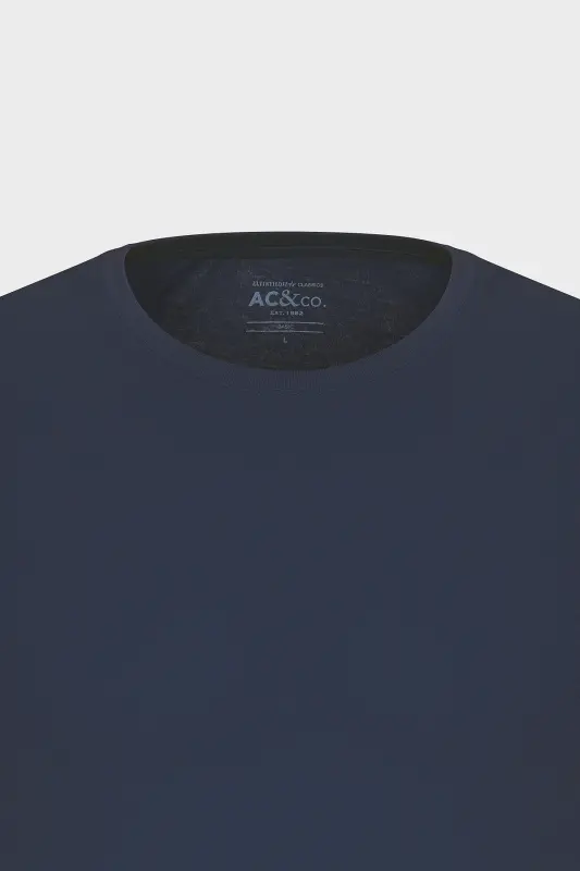 Men's/unisex Navy Blue 100% Cotton Slim Fit Crew Neck Basic T-Shirt-Navy Blue - 12
