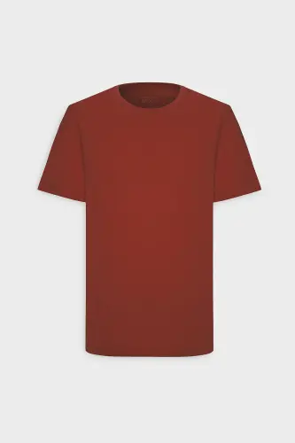 Men/unisex Burgundy 100% Cotton Slim Fit Crew Neck Basic T-Shirt - Burgundy - 13