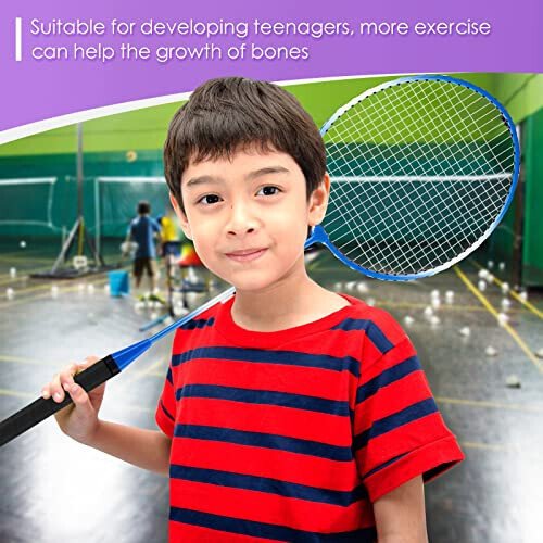 Meooeck 12 Pcs Badminton Rackets Badminton Rackets Set for Adults and Teenagers Badminton Set with 12 Pcs Nylon Badminton Shuttlecocks for Backyard Gym Beach Outdoor Games, Red, Purple and Blue - 6