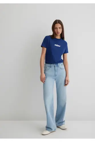 Meow print regular fit women's t-shirt - MAVI (1)