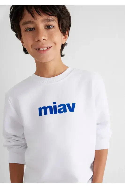 Meow Printed White Sweatshirt 6610031-620 - 3