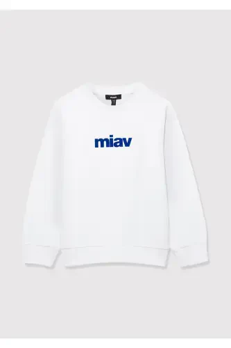 Meow Printed White Sweatshirt 6610031-620 - 4