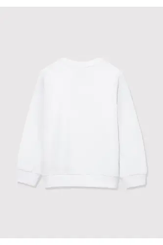 Meow Printed White Sweatshirt 6610031-620 - 5