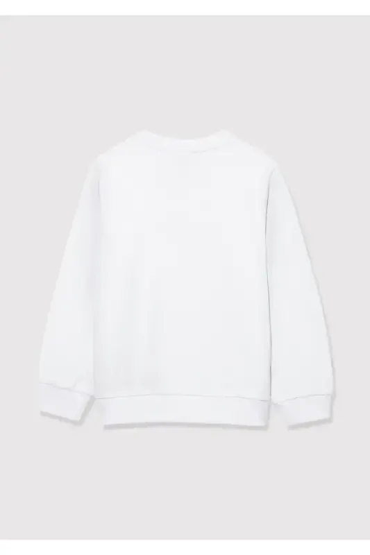 Meow Printed White Sweatshirt 6610031-620 - 5