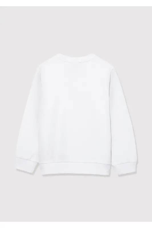 Meow Printed White Sweatshirt 6610031-620 - 5