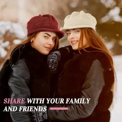 Mepase 3 Pieces Women Warm Hat for Winter Slouchy Beanie Cap with Visor Knitted Newsboy Hats for Women Ski Snow - Modazone (1)