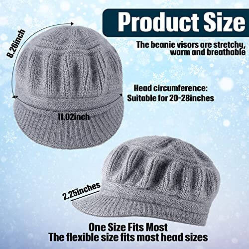 Mepase 3 Pieces Women Warm Hat for Winter Slouchy Beanie Cap with Visor Knitted Newsboy Hats for Women Ski Snow - 16