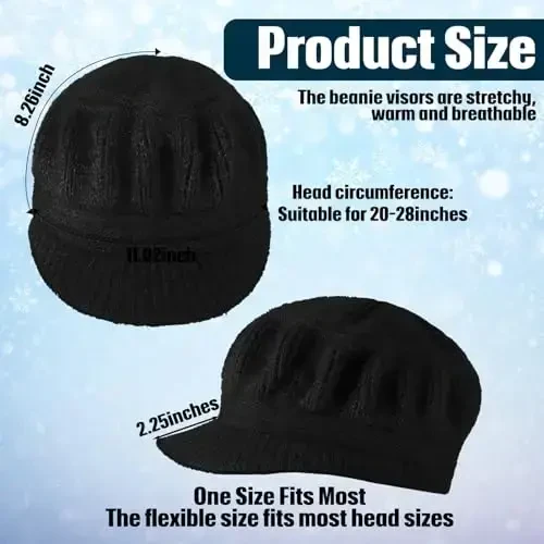 Mepase 3 Pieces Women Warm Hat for Winter Slouchy Beanie Cap with Visor Knitted Newsboy Hats for Women Ski Snow - 4