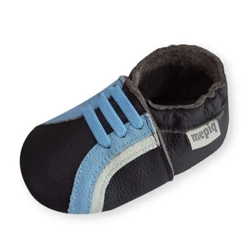 mepiq Baby Crawling Shoes — Soft Leather Slippers & Walking Shoes for Boys and Girls, Non-Slip Infant House Shoes 