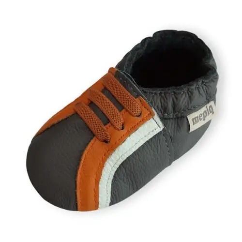 mepiq Baby Crawling Shoes — Soft Leather Slippers & Walking Shoes for Boys and Girls, Non-Slip Infant House Shoes 
