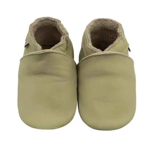 mepiq Baby Leather Moccasins Anti-Slip Rubber Sole Pre-Walker Crib Shoes | Breathable genuine leather,Durable rubber sole with deep grip treads,Elastic ankle stays on,Fits 0-24 months - 3