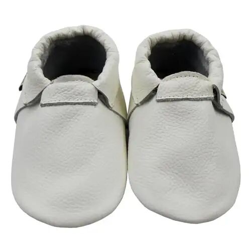 mepiq Baby Leather Moccasins Anti-Slip Rubber Sole Pre-Walker Crib Shoes | Breathable genuine leather,Durable rubber sole with deep grip treads,Elastic ankle stays on,Fits 0-24 months - MEPIQ (1)