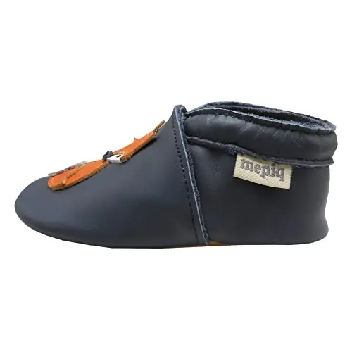 mepiq Baby Leather Moccasins Anti-Slip Rubber Sole Pre-Walker Crib Shoes | Breathable genuine leather,Durable rubber sole with deep grip treads,Elastic ankle stays on,Fits 0-24 months - 3