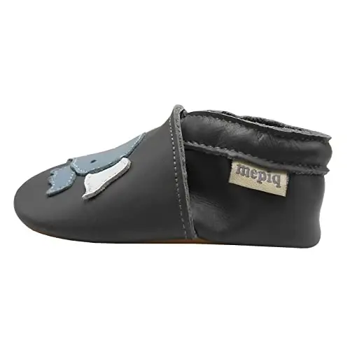 mepiq Baby Leather Moccasins Anti-Slip Rubber Sole Pre-Walker Crib Shoes | Breathable genuine leather,Durable rubber sole with deep grip treads,Elastic ankle stays on,Fits 0-24 months - 3