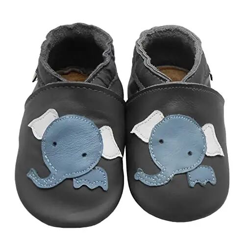 mepiq Baby Leather Moccasins Anti-Slip Rubber Sole Pre-Walker Crib Shoes | Breathable genuine leather,Durable rubber sole with deep grip treads,Elastic ankle stays on,Fits 0-24 months - MEPIQ (1)