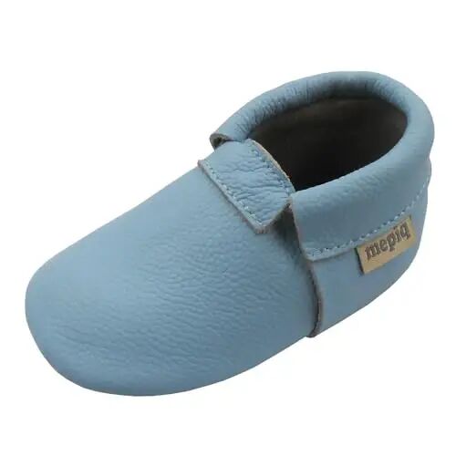 mepiq Baby Leather Moccasins Anti-Slip Rubber Sole Pre-Walker Crib Shoes | Breathable genuine leather,Durable rubber sole with deep grip treads,Elastic ankle stays on,Fits 0-24 months - 4