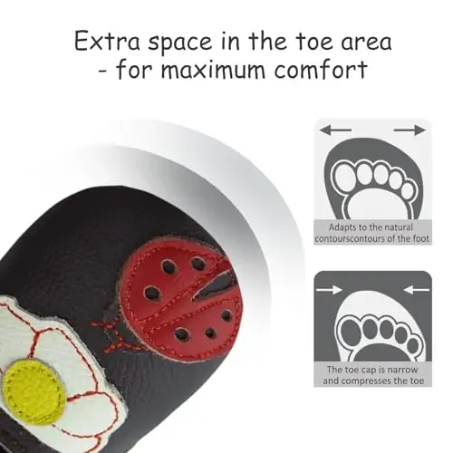 mepiq Baby Soft Leather Moccasins Non-Slip Suede Pre-Walker | Breathable genuine leather,Non-slip suede sole for safe walking,elastic ankle,Lightweight,Fits 0-24 months - 4