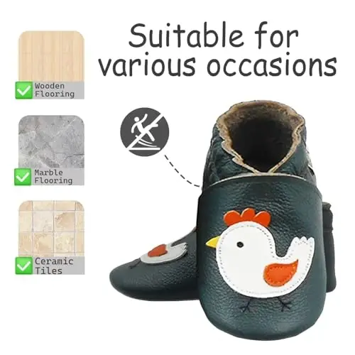 mepiq Baby Soft Leather Moccasins Non-Slip Suede Pre-Walker | Breathable genuine leather,Non-slip suede sole for safe walking,elastic ankle,Lightweight,Fits 0-24 months - 3