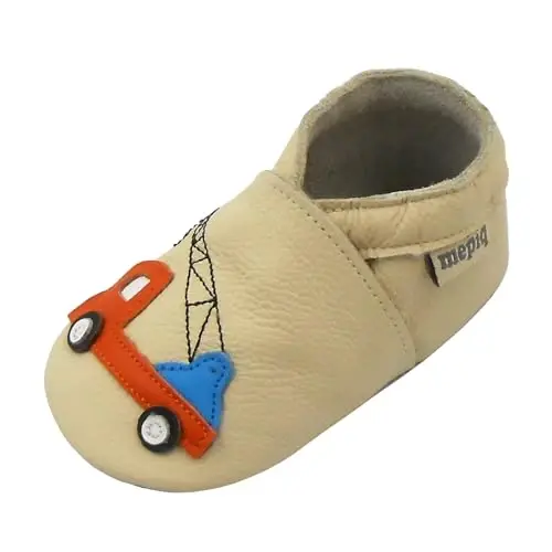 mepiq Baby Soft Leather Moccasins Non-Slip Suede Pre-Walker | Breathable genuine leather,Non-slip suede sole for safe walking,elastic ankle,Lightweight,Fits 0-24 months 