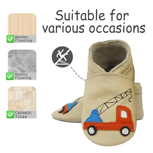 mepiq Baby Soft Leather Moccasins Non-Slip Suede Pre-Walker | Breathable genuine leather,Non-slip suede sole for safe walking,elastic ankle,Lightweight,Fits 0-24 months - 3