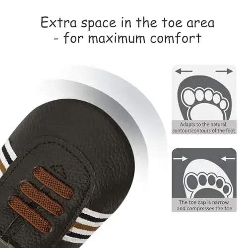 mepiq Baby Soft Leather Moccasins Non-Slip Suede Pre-Walker | Breathable genuine leather,Non-slip suede sole for safe walking,elastic ankle,Lightweight,Fits 0-24 months - 3
