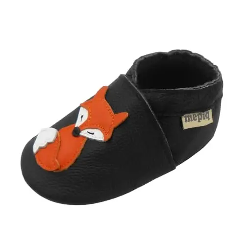 mepiq Baby Soft Leather Moccasins Non-Slip Suede Pre-Walker | Breathable genuine leather,Non-slip suede sole for safe walking,elastic ankle,Lightweight,Fits 0-24 months - 1