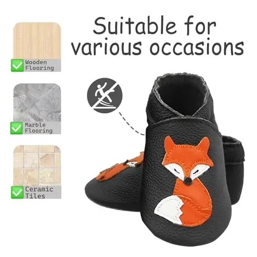 mepiq Baby Soft Leather Moccasins Non-Slip Suede Pre-Walker | Breathable genuine leather,Non-slip suede sole for safe walking,elastic ankle,Lightweight,Fits 0-24 months - 3