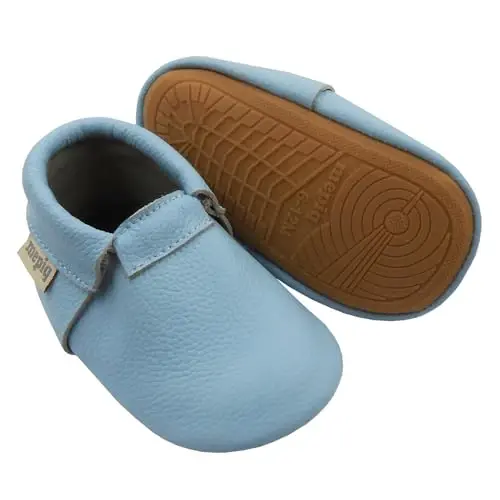 mepiq Infant Toddler Slippers for Baby Boys Girls - Slip-On House Shoes with Comfortable Breathable, Flexible Rubber Sole, Non-Slip First Walkers Moccasins 
