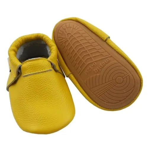 mepiq Infant Toddler Slippers for Baby Boys Girls - Slip-On House Shoes with Comfortable Breathable, Flexible Rubber Sole, Non-Slip First Walkers Moccasins - 1