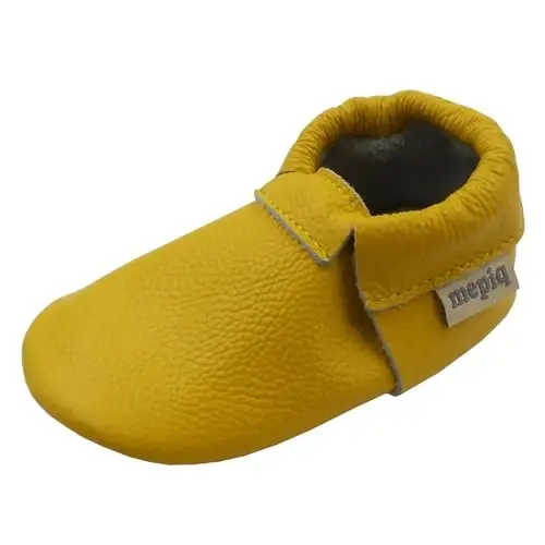 mepiq Infant Toddler Slippers for Baby Boys Girls - Slip-On House Shoes with Comfortable Breathable, Flexible Rubber Sole, Non-Slip First Walkers Moccasins - 4