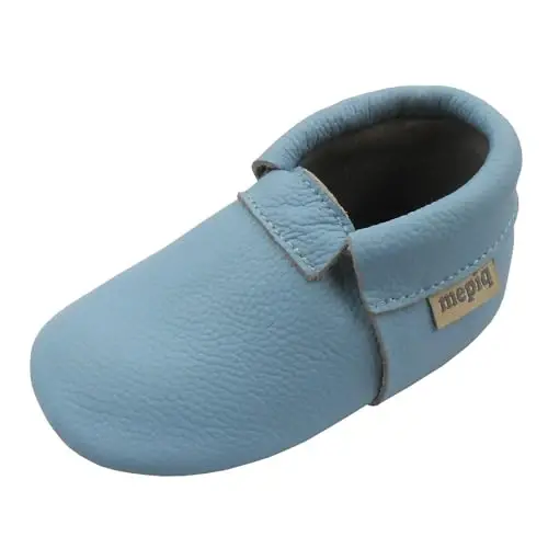 mepiq Infant Toddler Slippers for Baby Boys Girls - Slip-On House Shoes with Comfortable Breathable, Flexible Rubber Sole, Non-Slip First Walkers Moccasins - 4