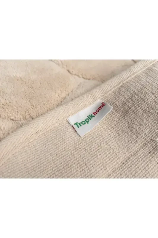 Mera Kaymaz Taban 2lı Pamuklu Banyo Paspası Yıkanabilir 60x100 50x60cm Banyo Halısı Bej-Bej - 4