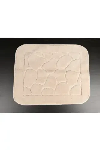 Mera Kaymaz Taban 2lı Pamuklu Banyo Paspası Yıkanabilir 60x100 50x60cm Banyo Halısı Bej-Bej - 5