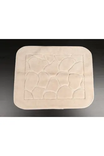 Mera Kaymaz Taban 2lı Pamuklu Banyo Paspası Yıkanabilir 60x100 50x60cm Banyo Halısı Bej - Bej - 4