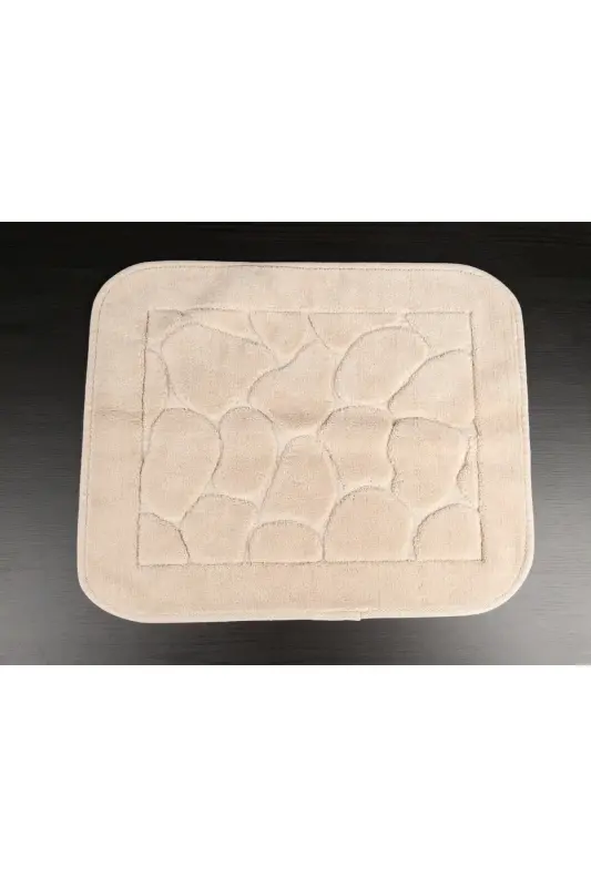 Mera Kaymaz Taban 2lı Pamuklu Banyo Paspası Yıkanabilir 60x100 50x60cm Banyo Halısı Bej - Bej - 4