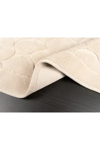 Mera Kaymaz Taban 2lı Pamuklu Banyo Paspası Yıkanabilir 60x100 50x60cm Banyo Halısı Bej - Bej - 6