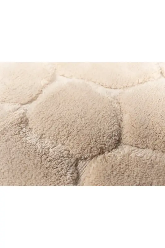 Mera Kaymaz Taban 2lı Pamuklu Banyo Paspası Yıkanabilir 60x100 50x60cm Banyo Halısı Bej-Bej - 5