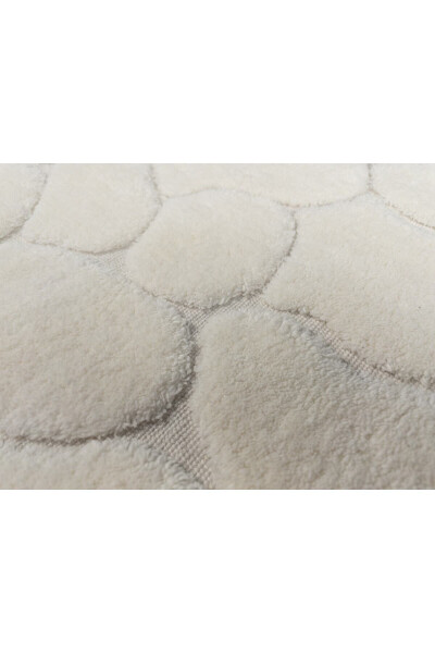 Mera Kaymaz Taban 2lı Pamuklu Banyo Paspası Yıkanabilir 60x100 50x60cm Banyo Halısı Ekru-Krem - 4