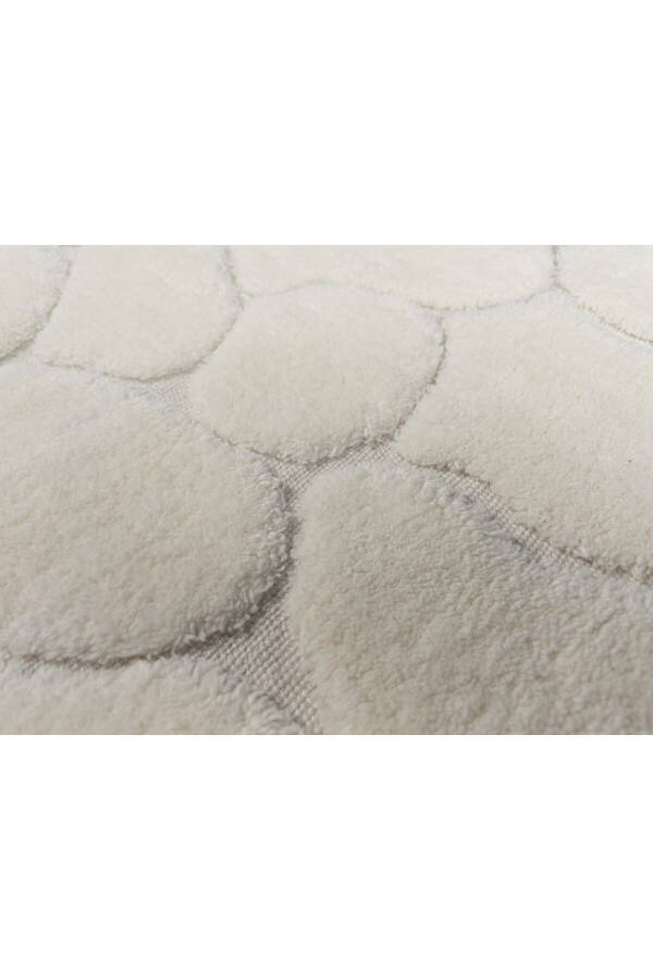 Mera Kaymaz Taban 2lı Pamuklu Banyo Paspası Yıkanabilir 60x100 50x60cm Banyo Halısı Ekru-Krem - 4